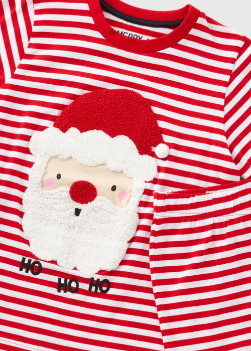 Kids Red Stripe Santa Top & Bottom Pyjama Set (1-7yrs) - Age 2 - 3 Years Image 2