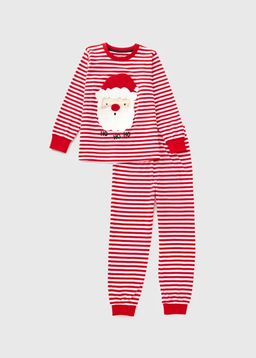 Kids Red Stripe Santa Top & Bottom Pyjama Set (1-7yrs) - Age 2 - 3 Years Image 1