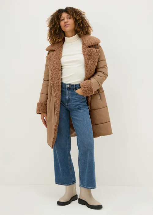 Beige Hybrid Borg Padded Coat - 8 Image 1