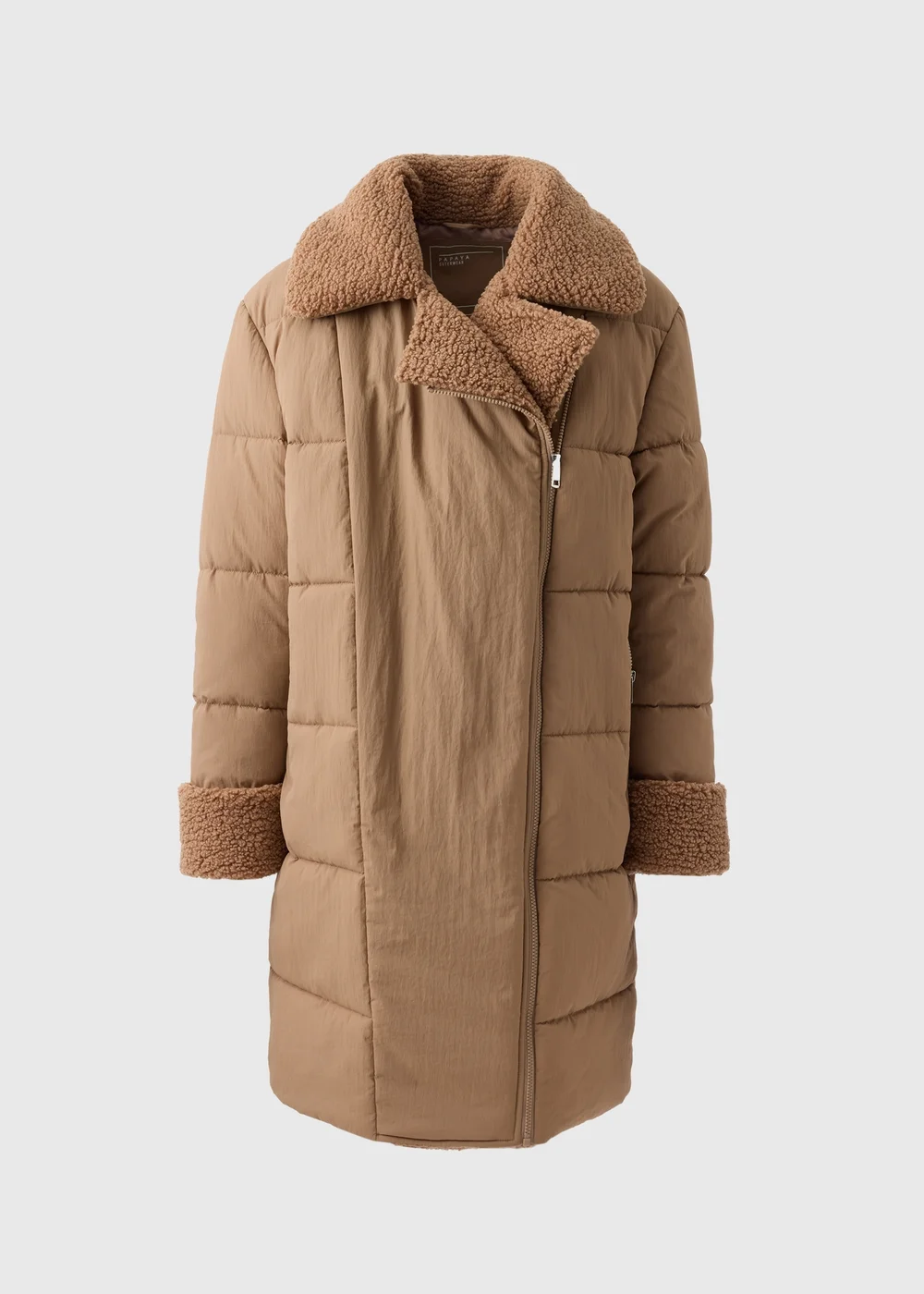 Beige Hybrid Borg Padded Coat - 8 Image 4