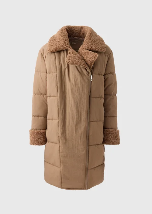 Beige Hybrid Borg Padded Coat - 8 Image 4