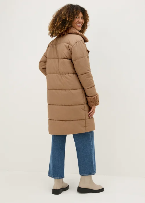 Beige Hybrid Borg Padded Coat - 8 Image 2