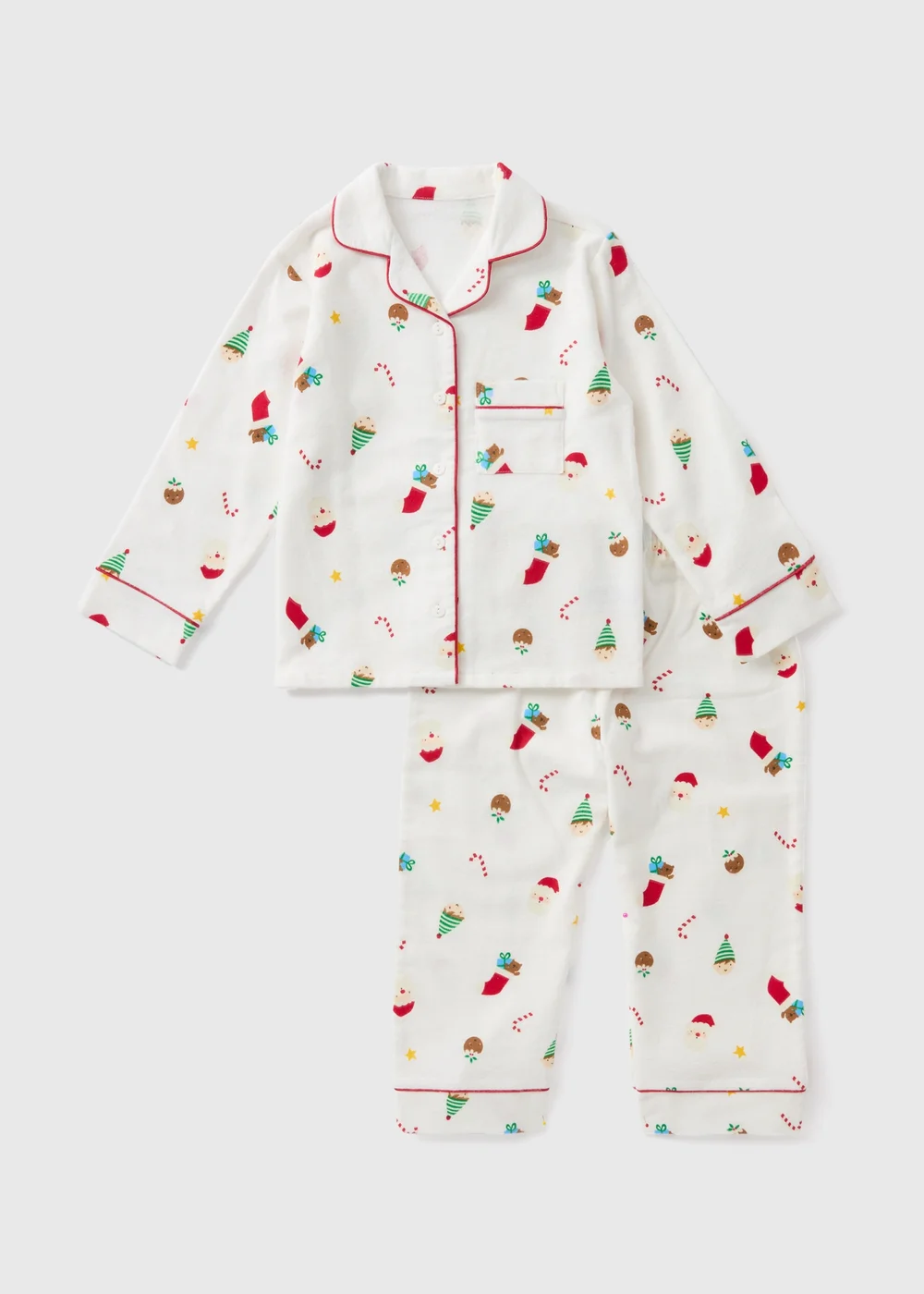 Kids Cream Christmas Ditsy Print Pyjama Set (1-7yrs) - 1 half year to 2 Image 1