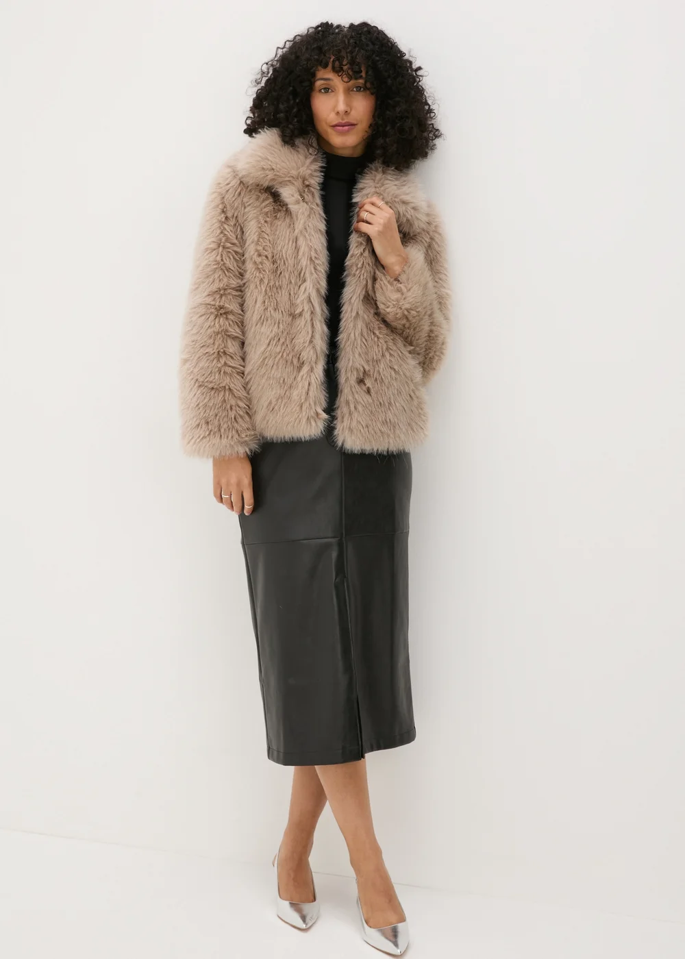 Beige Faux Fur Coat - 8 Image 1