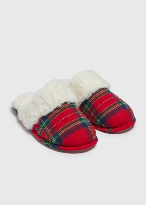 Winter Poem Red Tartan Slippers - S Image 1
