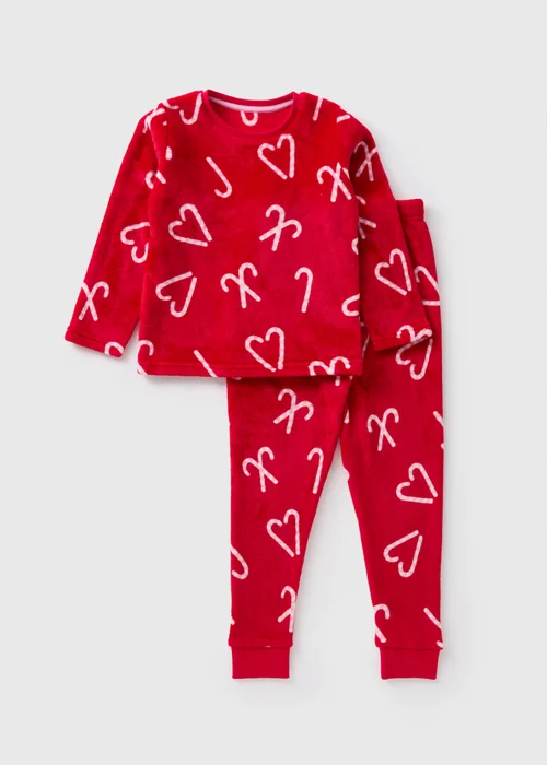 Kids Red Candy Cane Pyjama Set (7-13yrs) - Age 7 Years Image 1