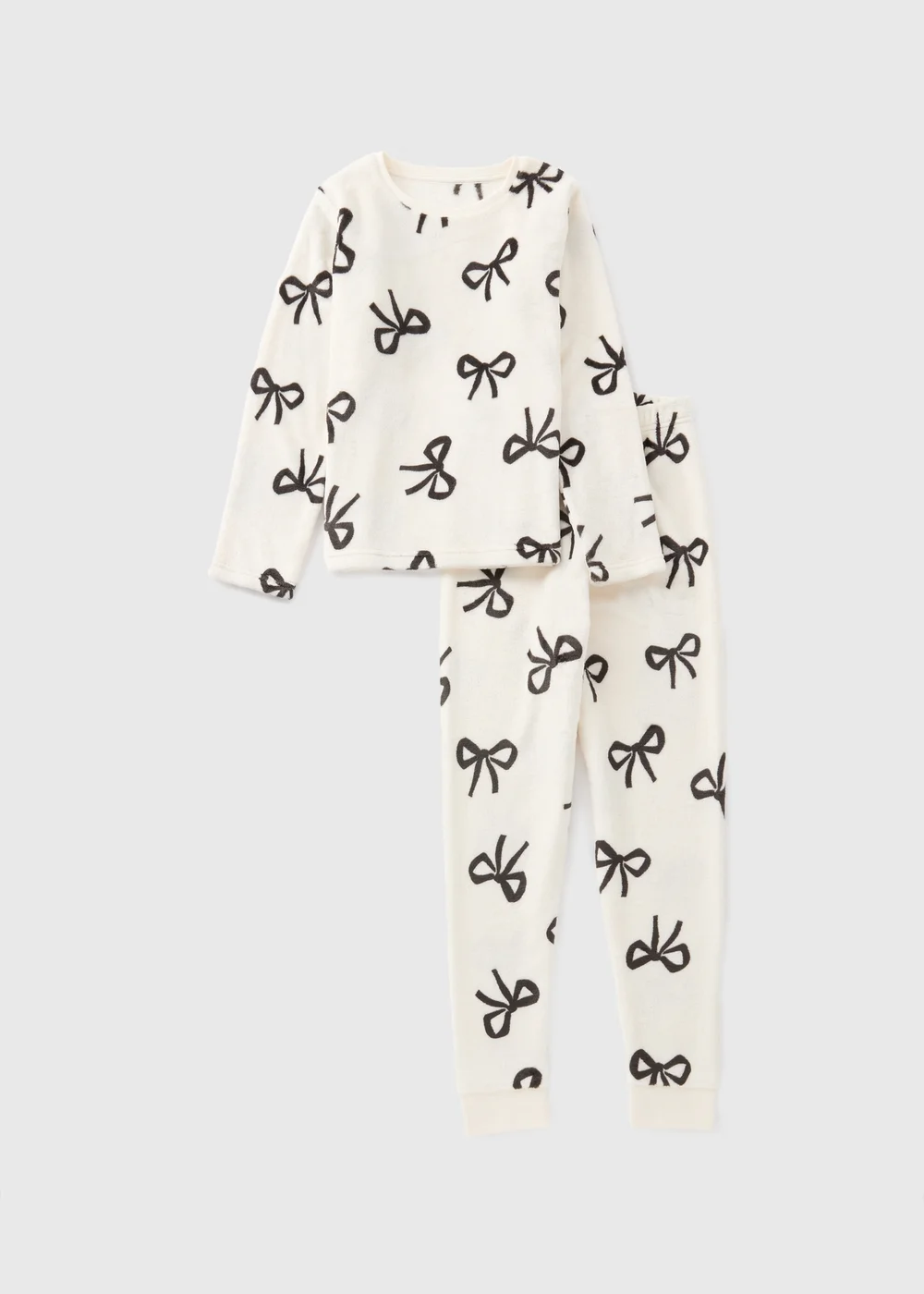 Girls Cream Bow Pyjama Set (7-13yrs) - Age 7 Years Image 1