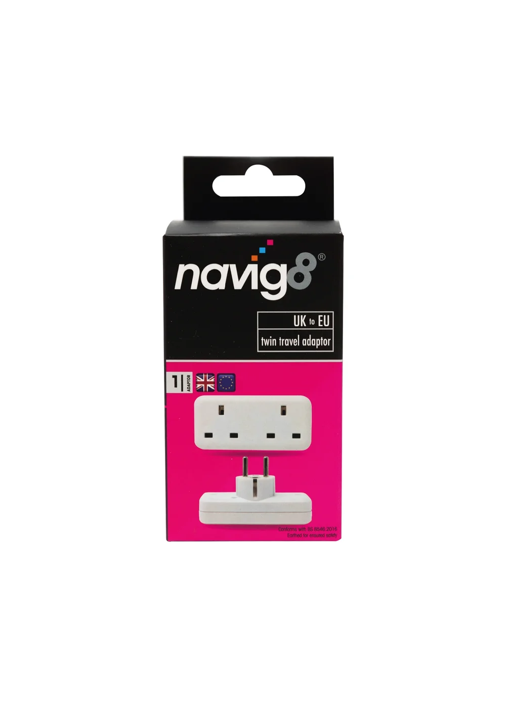 Navig8 UK to EU Twin Travel Adapter Image 1
