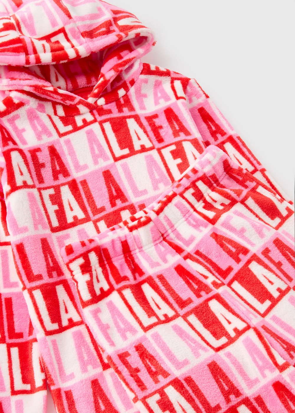 Joyful Girls Pink Fa La La La Fleece Pyjama Set (7-13yrs) - Age 10 Years Image 2