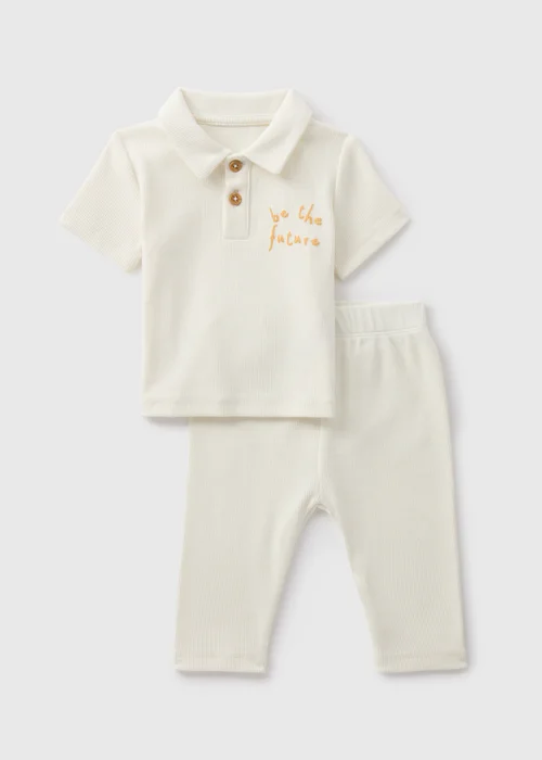 Baby Cream Be The Future Polo Set (Newborn-23mths) - Age 0 - 3 Months Image 1