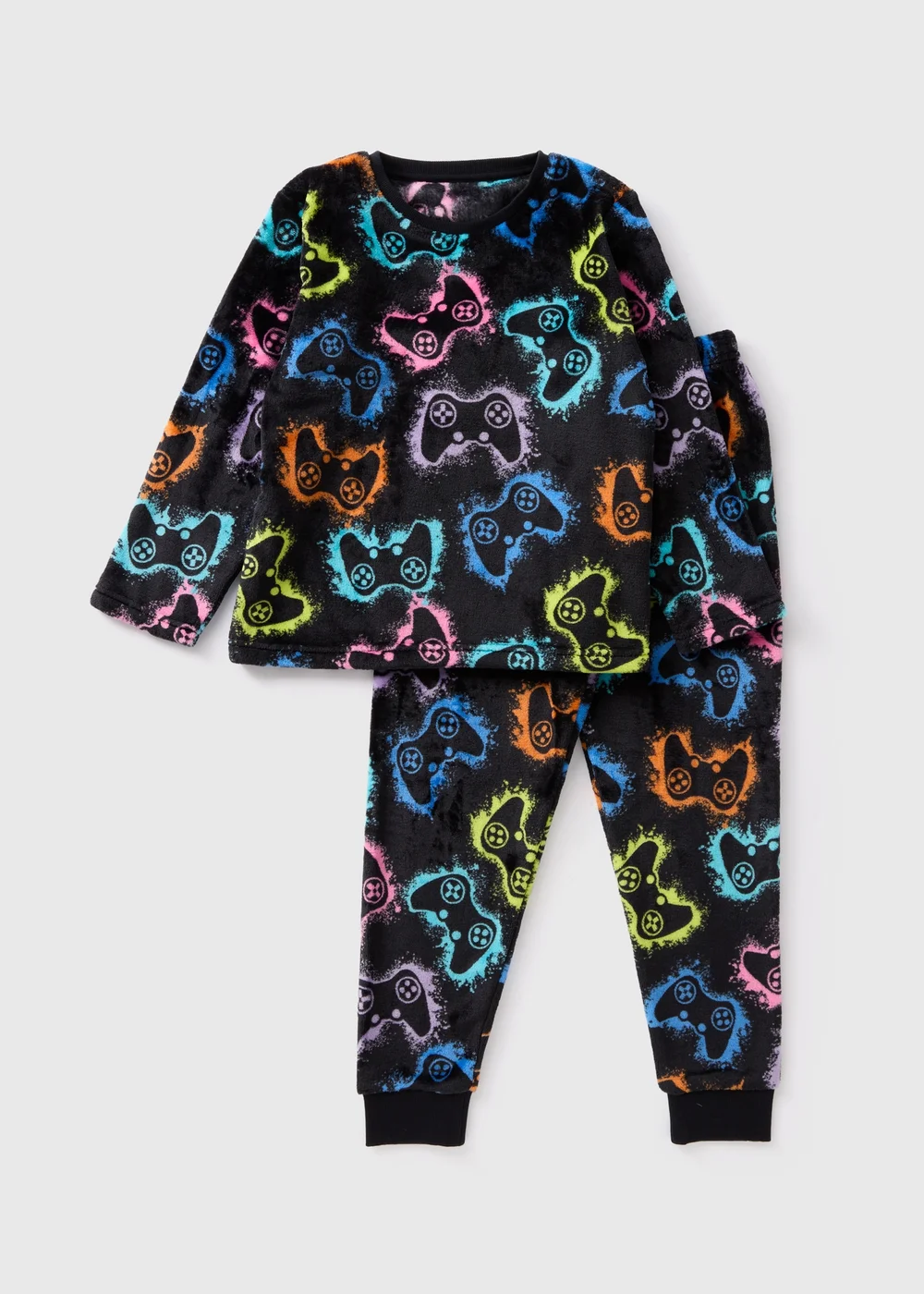 Boys Black Fleece Gaming Pyjama Set (7-13yrs) - Age 7 Years Image 1
