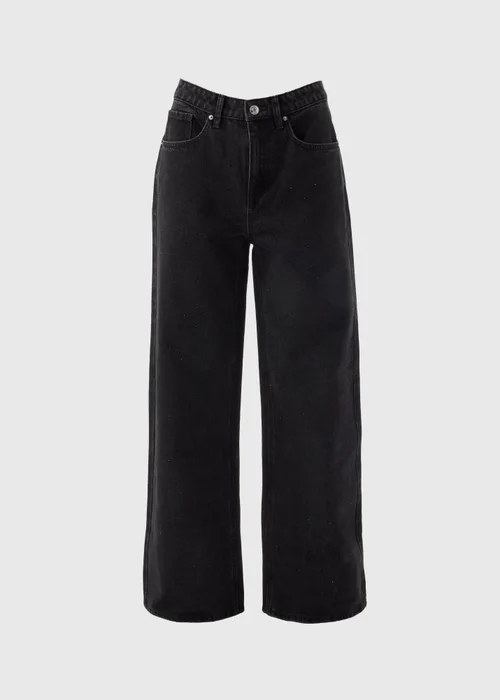 Black Wide Leg Stud Jeans - 8/L29 Image 4