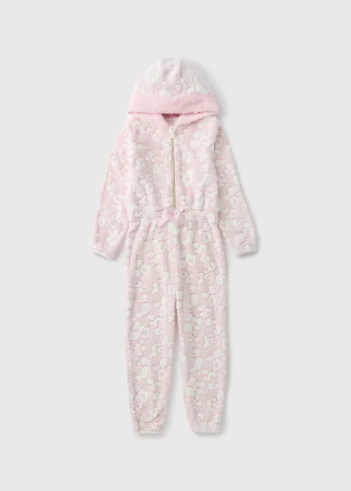 Girls Pink Leopard Onesie (1-13yrs) - 1 half year to 2 Image 1
