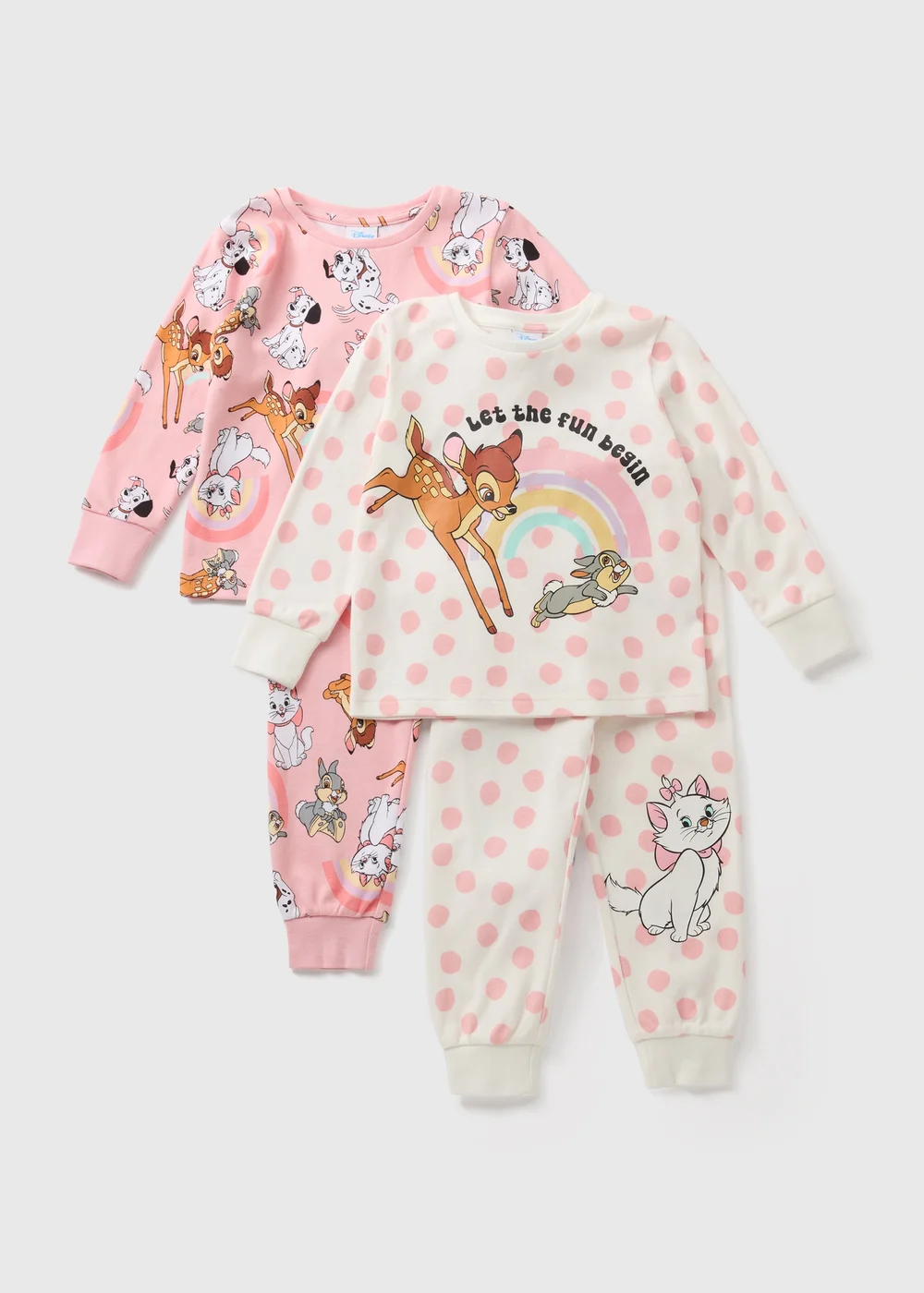 Disney Classics 2 Pack Girls Pink Pyjama Sets (1-7yrs) - 1 half year to 2 Image 1