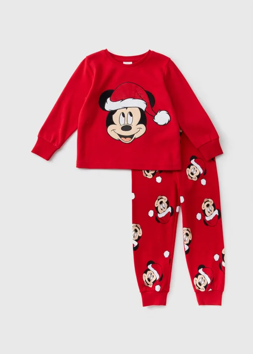 Mickey Mouse Boys Red Christmas Pyjama Set (1-7yrs) - 1 half year to 2 Image 1