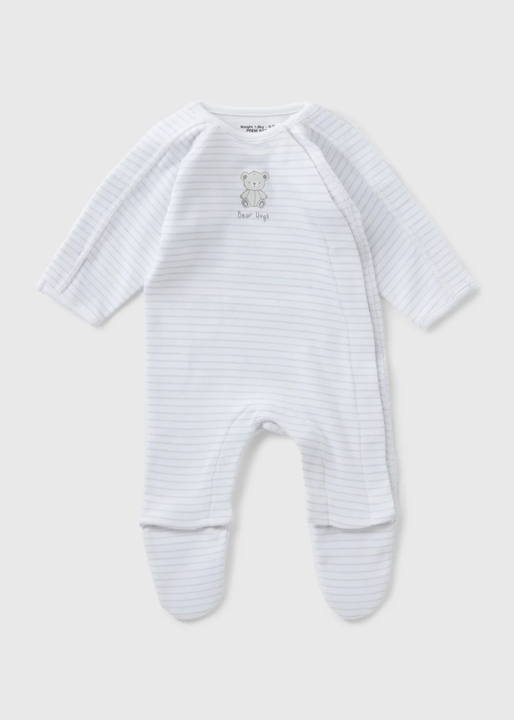 Prem Baby Grey Stripe Sleepsuit (3-4lb) - 3LB PREM BABY Image 1