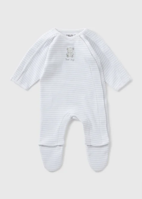 Prem Baby Grey Stripe Sleepsuit (3-4lb) - 3LB PREM BABY Image 1