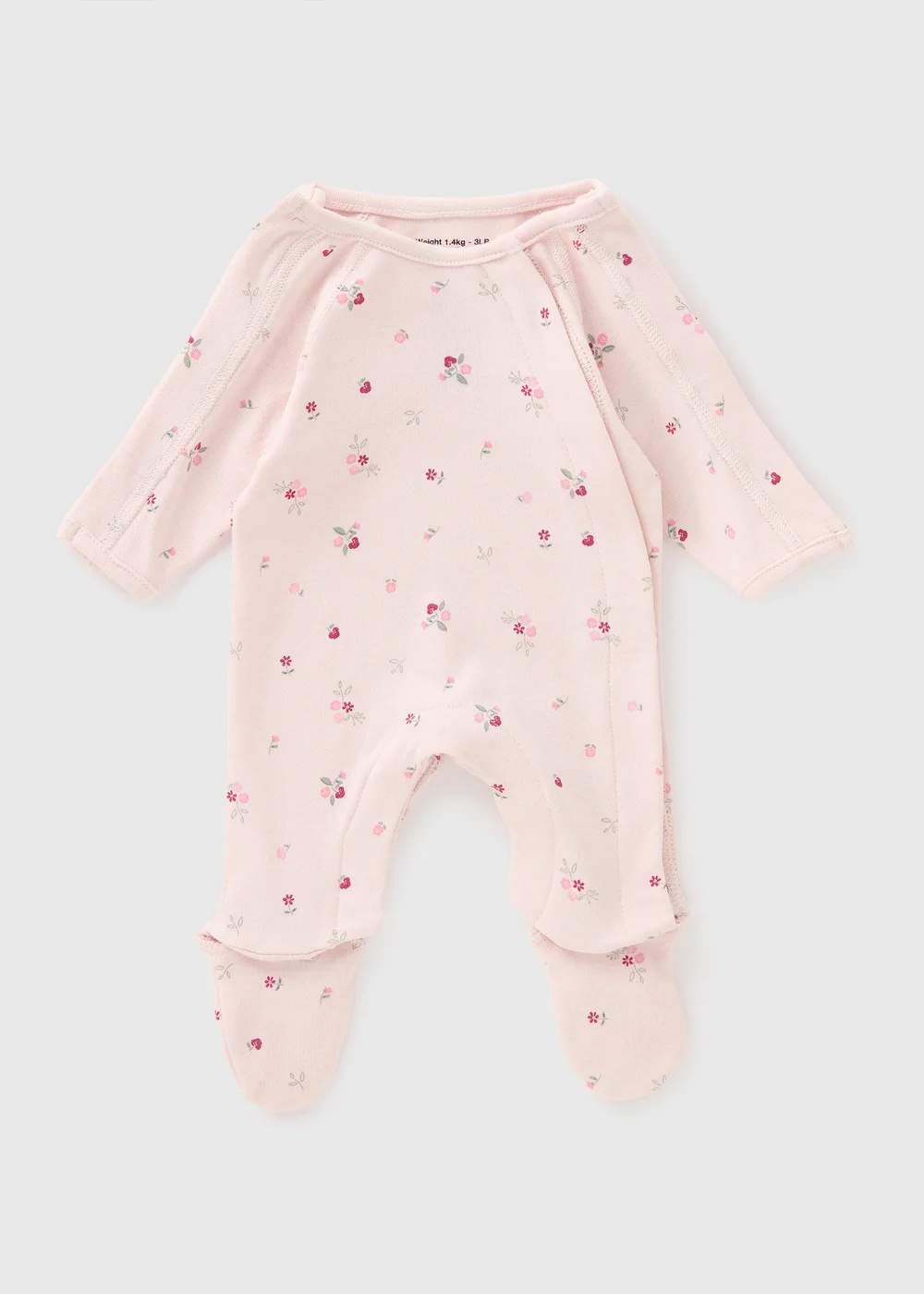 Prem Baby Pink Floral Sleepsuit (3-4lb) - 3LB PREM BABY Image 1