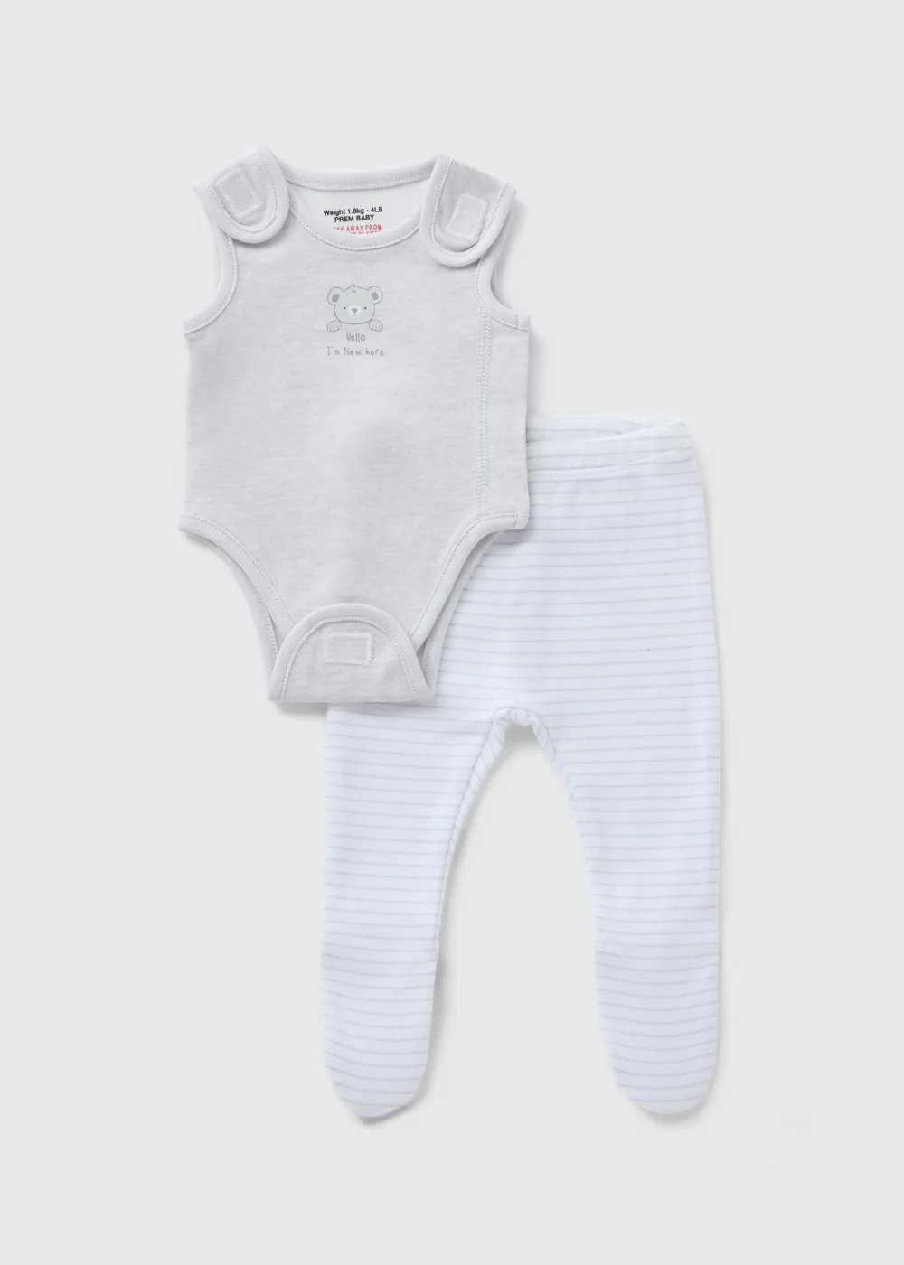 2 Piece Prem Baby Grey Bodysuit Set (3-4lb) - 3lb Image 1