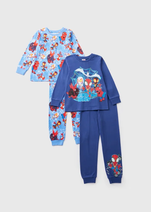 Disney 2 Pack Kids Blue Spidey Dino Pyjama Set (1-7yrs) - Age 2 - 3 Years Image 1