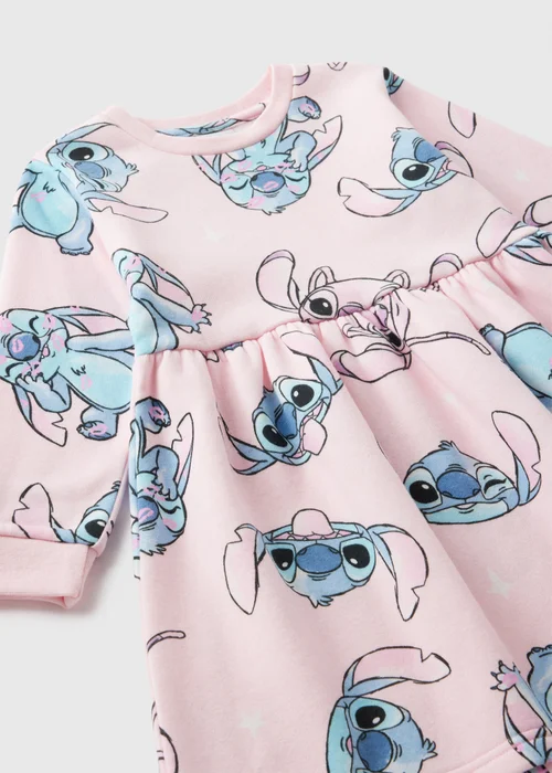 Disney Kids Pink Stitch Sweatshirt Dress (1-6yrs) - 1 half year to 2 Image 2