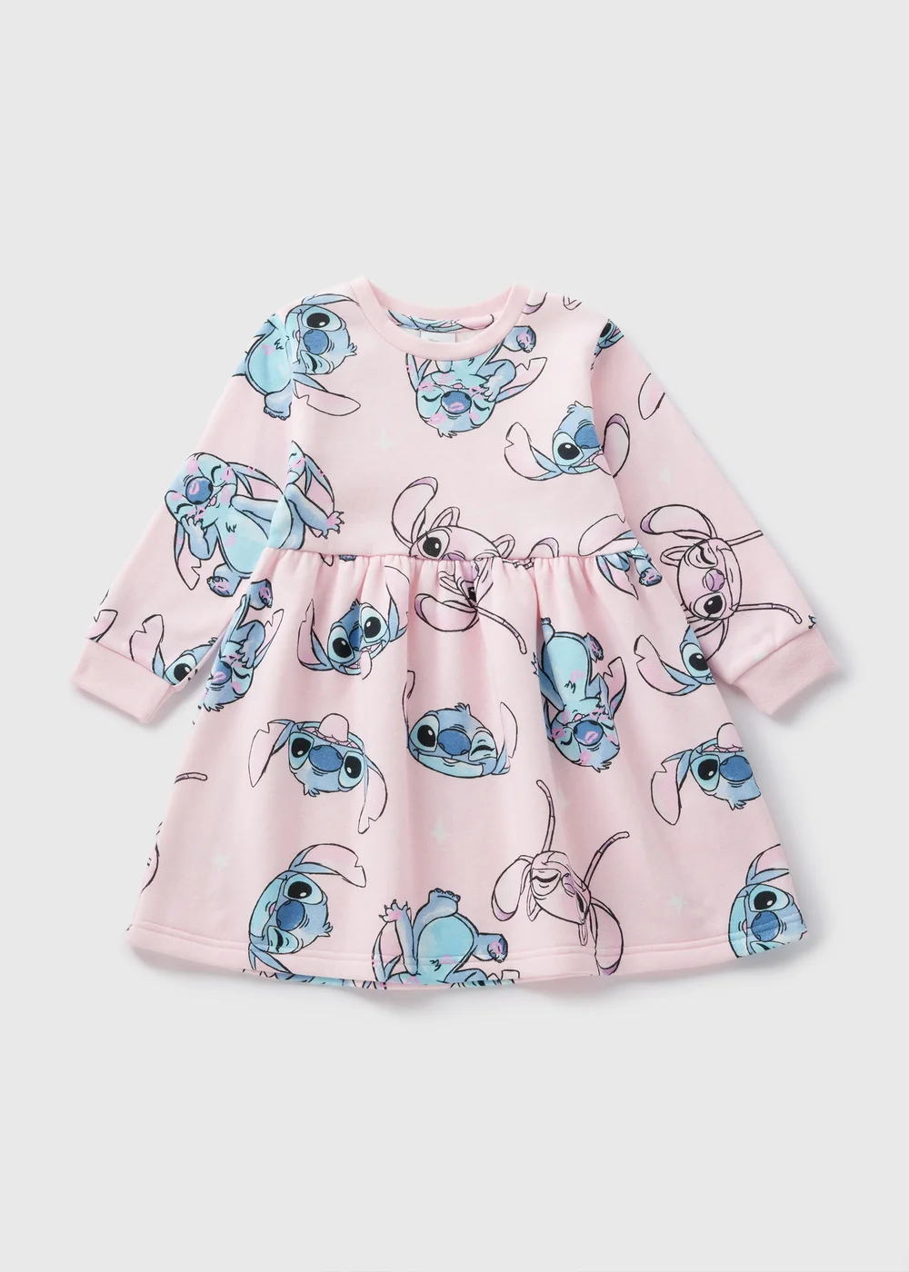 Disney Kids Pink Stitch Sweatshirt Dress (1-6yrs) - 1 half year to 2 Image 1