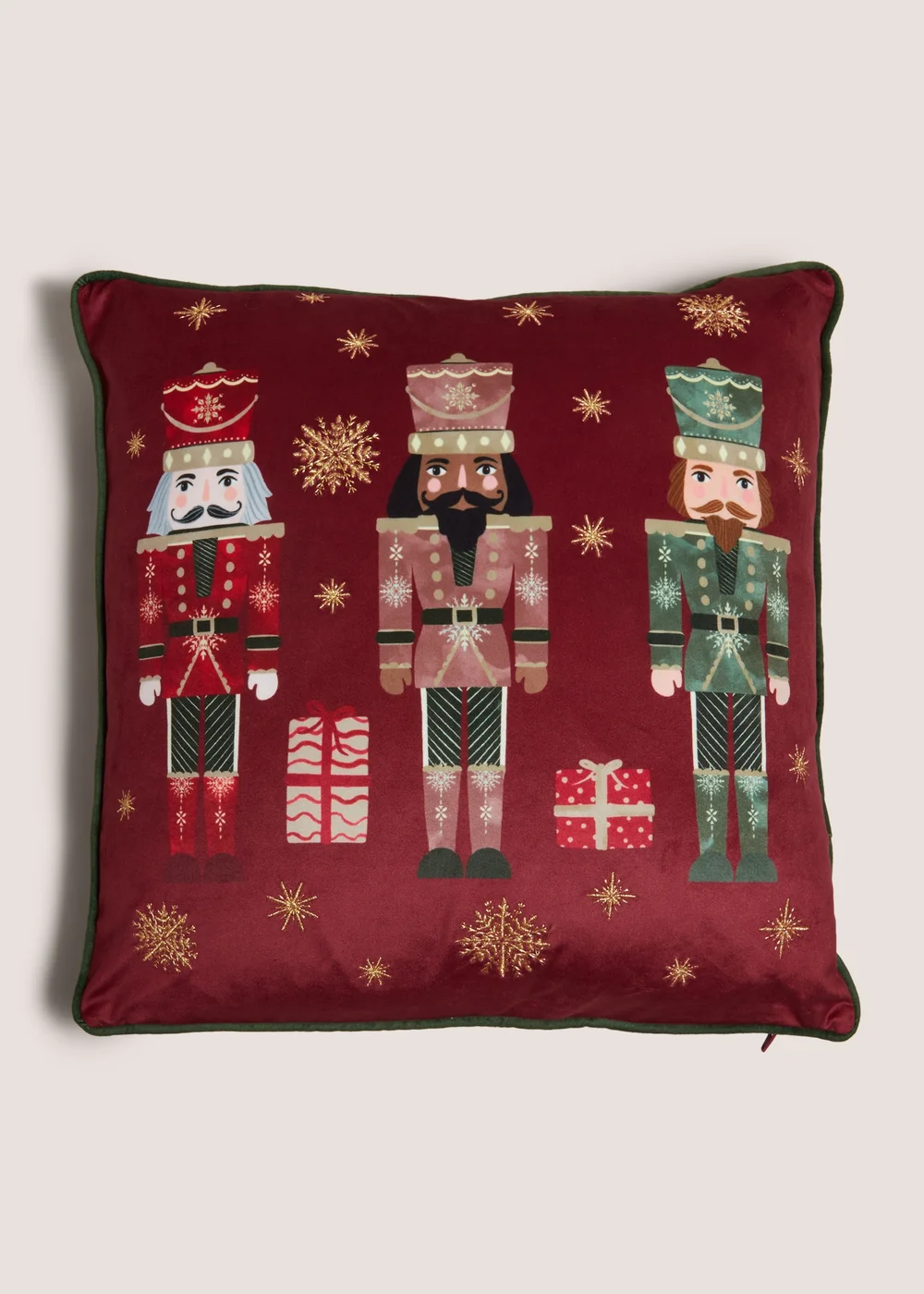 Winter Poem Christmas Red Nutcracker Cushion Image 1