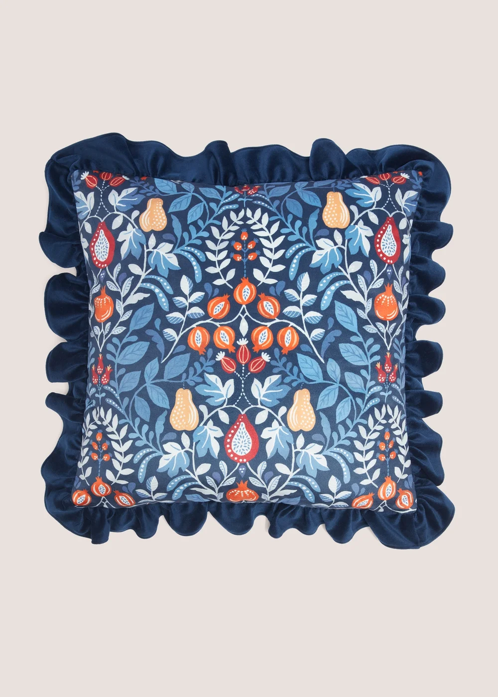 Blue Folk Harvest Cushion (43cm x 43cm) Image 1