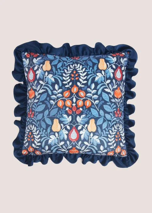 Blue Folk Harvest Cushion (43cm x 43cm) Image 1