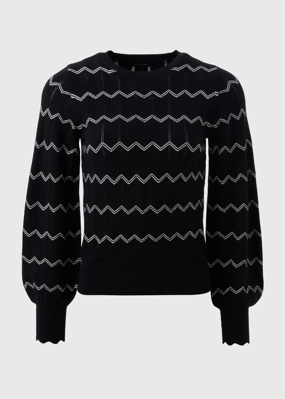 Black Pointelle Stripe Jumper - 8 Image 4