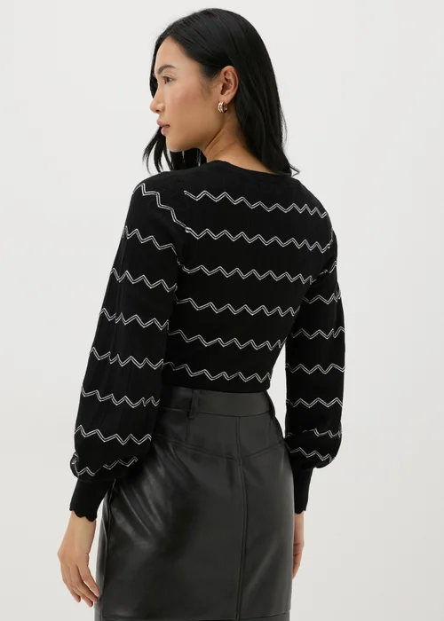 Black Pointelle Stripe Jumper - 8 Image 2