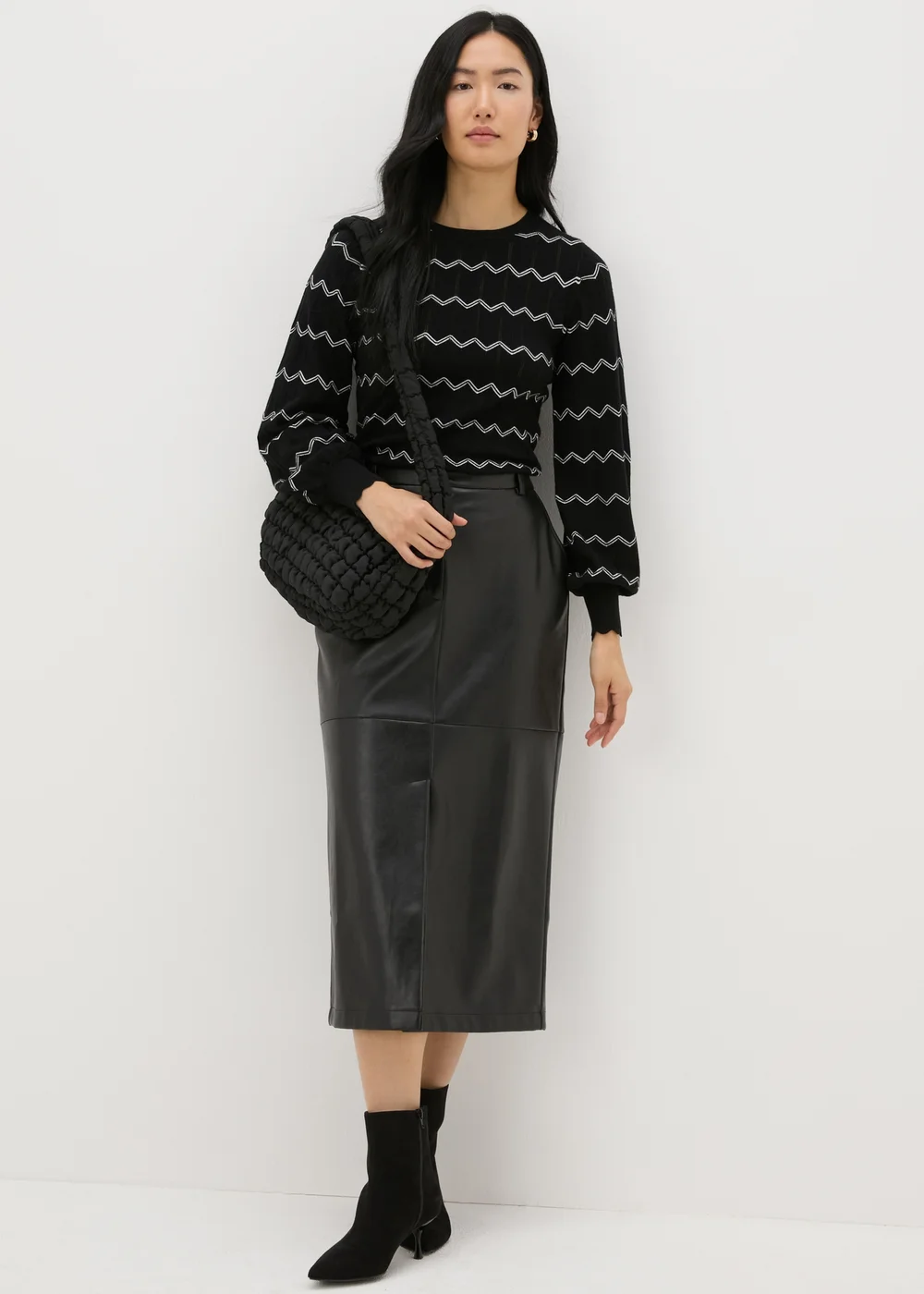 Black Pointelle Stripe Jumper - 8 Image 3