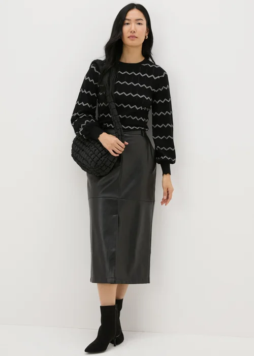 Black Pointelle Stripe Jumper - 8 Image 3