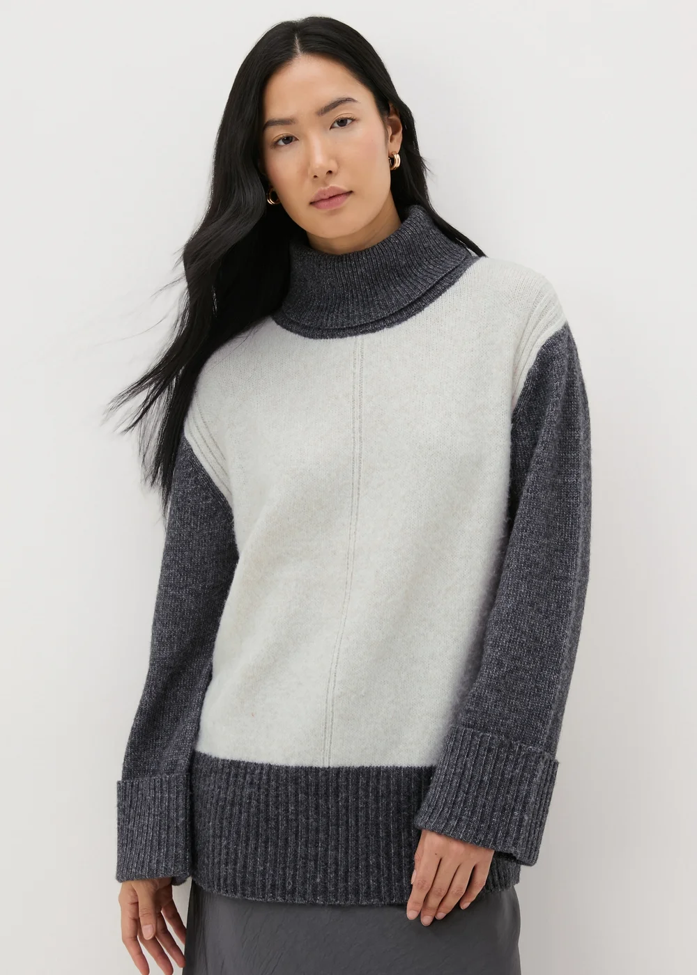 Et Vous White Colour Block Jumper - S Image 1