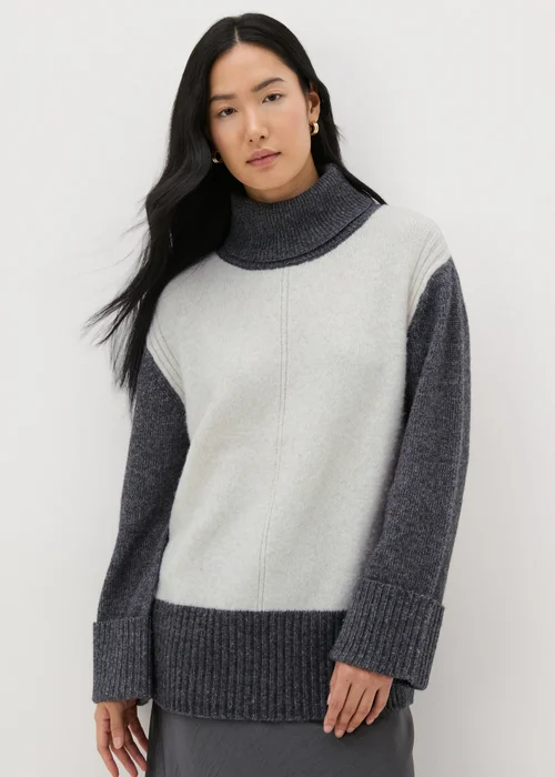 Et Vous White Colour Block Jumper - S Image 1