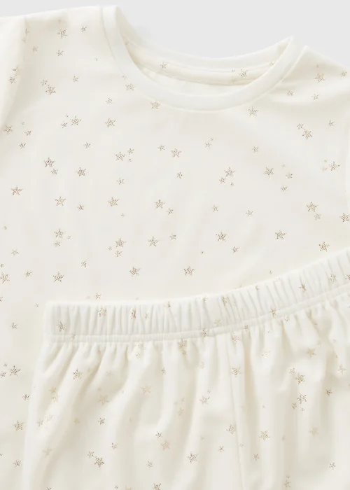 Girls Cream Foil Star Top & Bottoms Pyjama Set (7-13yrs) - Age 7 Years Image 2