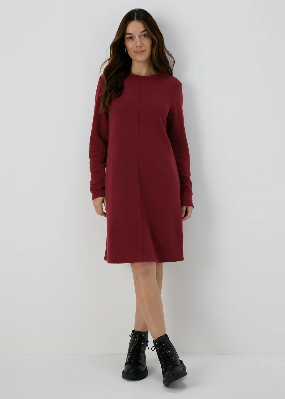 Burgundy Ribbed Midi Dress - 8 Image 1