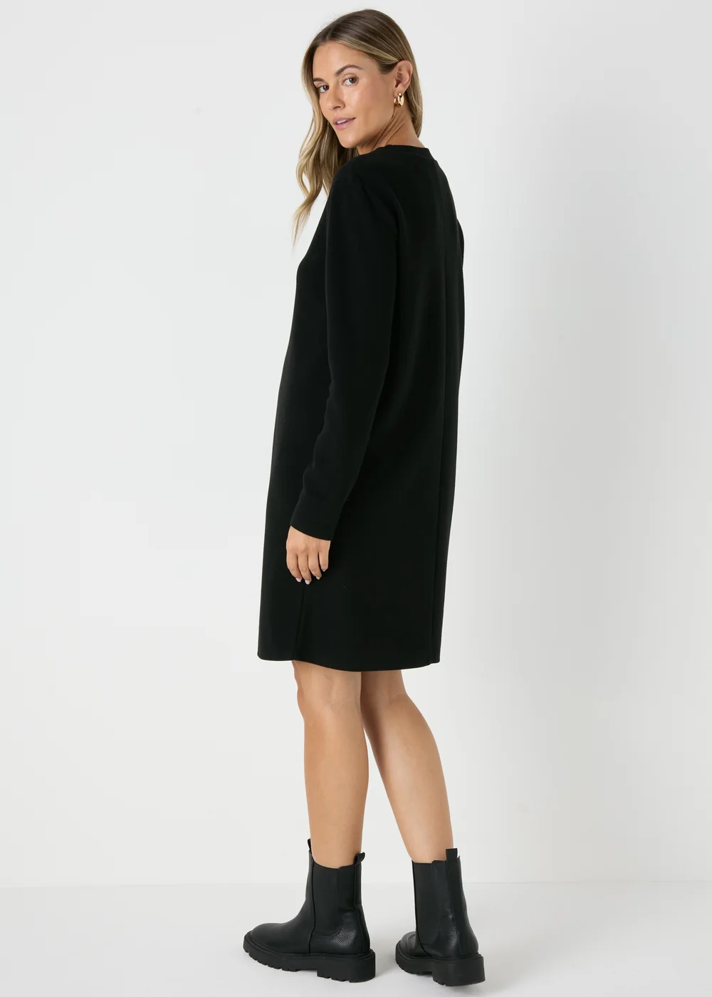 Black Ribbed Sweater Dress - 8 Image 2