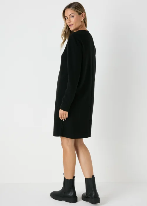 Black Ribbed Sweater Dress - 8 Image 2