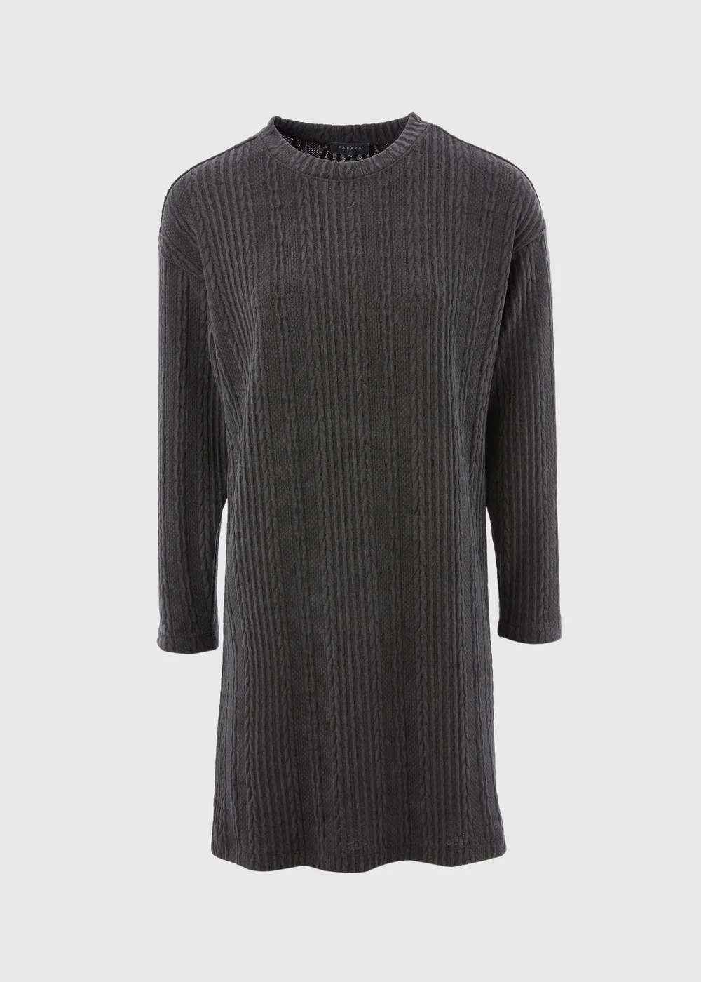 Charcoal Cable Knit Mini Dress - 8 Image 4