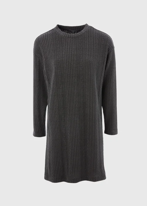 Charcoal Cable Knit Mini Dress - 8 Image 4
