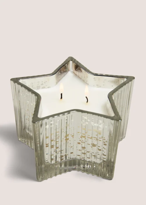 Wondrous Ribbed Star Candle Silver Image 1
