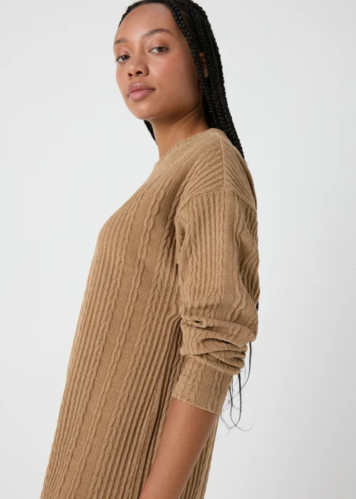 Brown Cable Knit Mini Dress - 8 Image 3