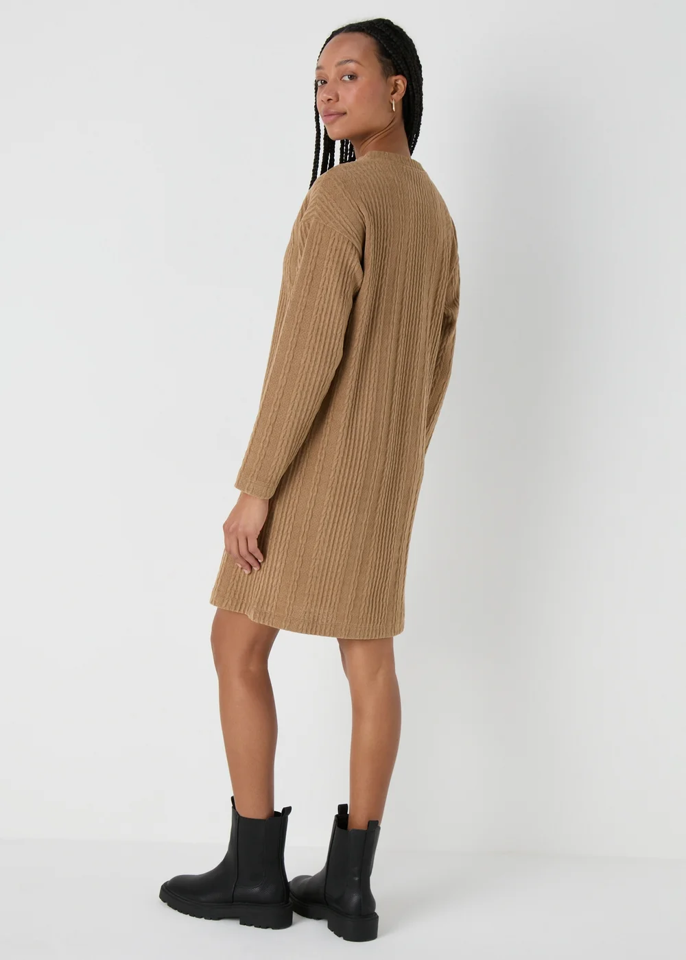 Brown Cable Knit Mini Dress - 8 Image 2