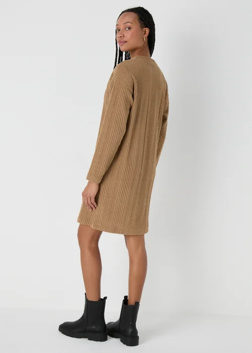 Brown Cable Knit Mini Dress - 8 Image 2