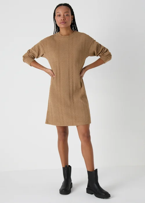 Brown Cable Knit Mini Dress - 8 Image 1