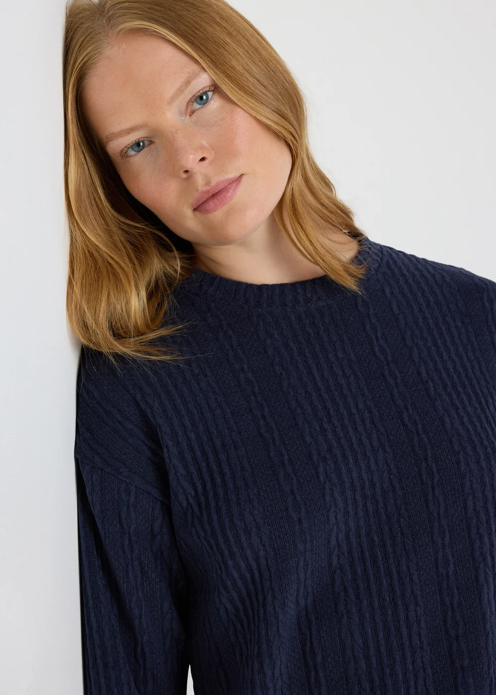 Navy Cable Knit Mini Dress - 8 Image 3