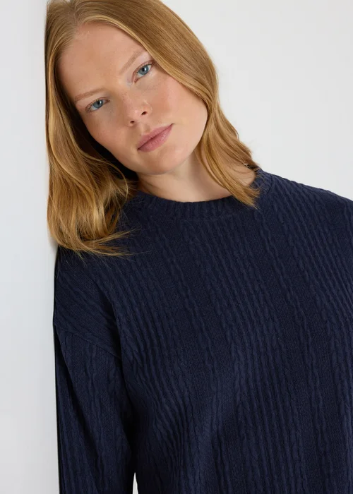 Navy Cable Knit Mini Dress - 8 Image 3