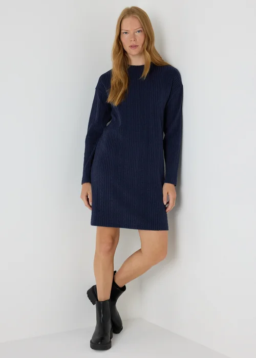 Navy Cable Knit Mini Dress - 8 Image 1