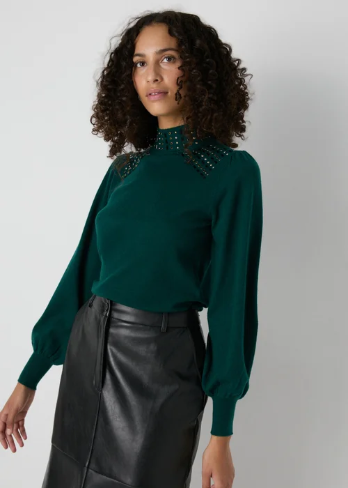 Et Vous Green Embellished Jumper - 8 Image 1